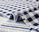 Plaid Reversible Ultra Thin Lightweight Quilt Set,Navy Blue Grid Coverlet Bedspread Quilted Bed Sheets with Pillow Shams,Dark Blue White Checkered Bedding Sets for Spring Summer(Full/Queen,Navy Blue)