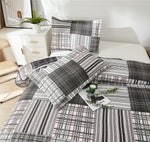 Bedspread Set Twin Size Quilt Set Plaid Bed Spread Coverlet Black White Grey Plaid Patchwork Stripe Modern Quilt Bedspread Bedding Soft Lightweight Reversible Home Bedding Mens Quilts for Twin Bed