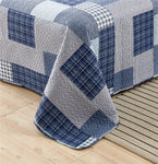 3-Piece Quilt Set King Size Blue White Plaid Quilt Patchwork Bedding Reversible Quilt Bedspread Plaid Lightweight Coverlet Bed Set Star Print Pattern Navy Plaid Quilt for All Season
