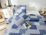 3-Piece Quilt Set King Size Blue White Plaid Quilt Patchwork Bedding Reversible Quilt Bedspread Plaid Lightweight Coverlet Bed Set Star Print Pattern Navy Plaid Quilt for All Season
