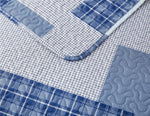 3-Piece Quilt Set King Size Blue White Plaid Quilt Patchwork Bedding Reversible Quilt Bedspread Plaid Lightweight Coverlet Bed Set Star Print Pattern Navy Plaid Quilt for All Season