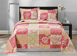 Jessy Home 3-Piece Quilt Coverlet Bedding Set Full/Queen Size Bedspread Floral Pattern 3 Piece(1 Quilt + 2 Pillow Shams)