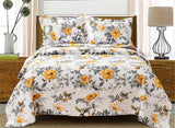 Jessy Home 3-Piece Quilt Coverlet Bedding Set Full/Queen Size Bedspread Floral Pattern 3 Piece(1 Quilt + 2 Pillow Shams)