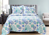 Jessy Home 3-Piece Quilt Coverlet Bedding Set Full/Queen Size Bedspread Floral Pattern 3 Piece(1 Quilt + 2 Pillow Shams)