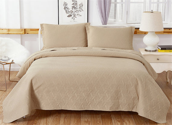Jessy Home 3-Piece Quilt Coverlet Bedding Set Plaid Quilt Twin Full/Queen King Size 3 Piece(1 Quilt + 2 Pillow Shams)