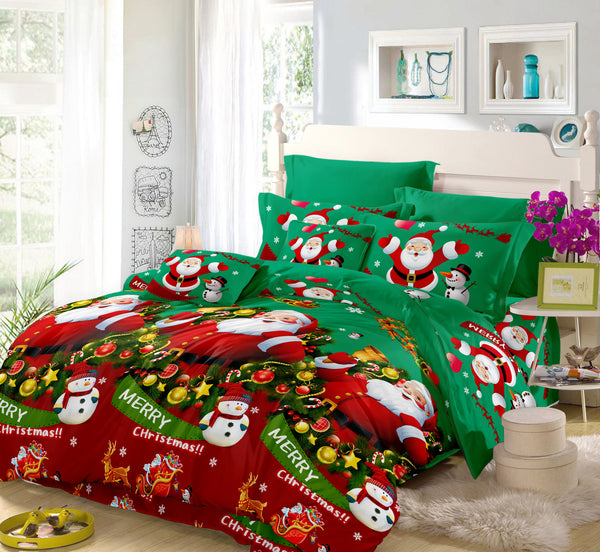 Jessy Home 4pcs/set 3D Cartoon Bedding Sets Merry Christmas Gift Santa Claus Bedclothes Duvet Quilt Cover Bed Sheet 2 Pillowcases New Year